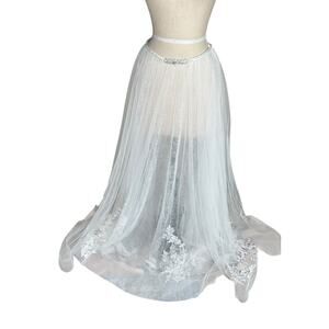 SINCERITY White Tulle Beaded Detachable Wedding Skirt Fairy Bridal Embroidered